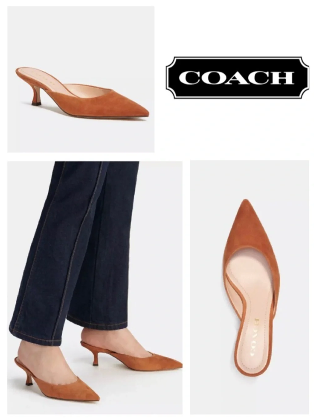 SOLD! Coach Renn Suede Mule in ‘Burnished Amber’ (5.5)